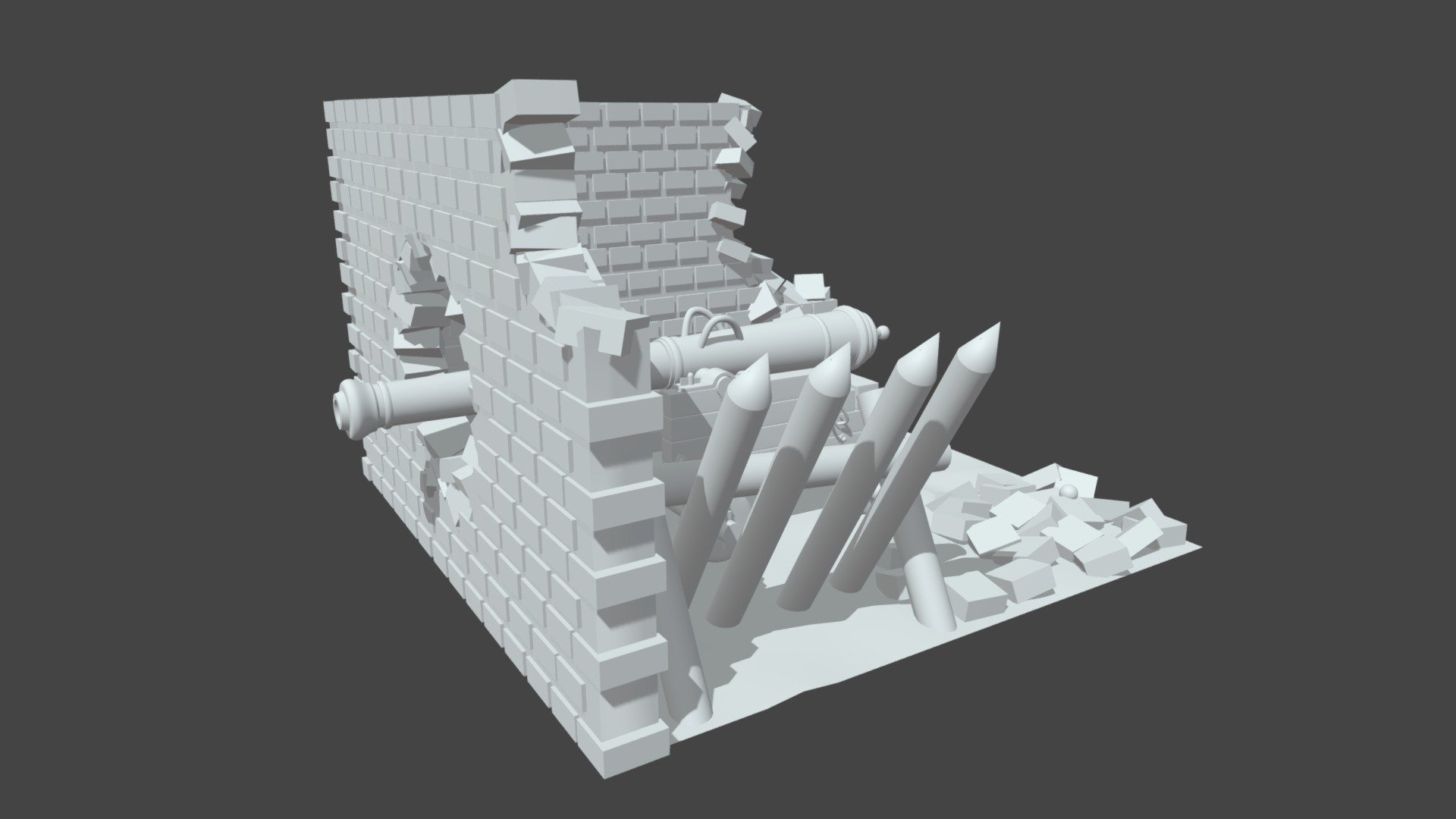 High Poly Cannon With Enviro