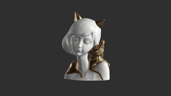 Girl an Fox 3D Model