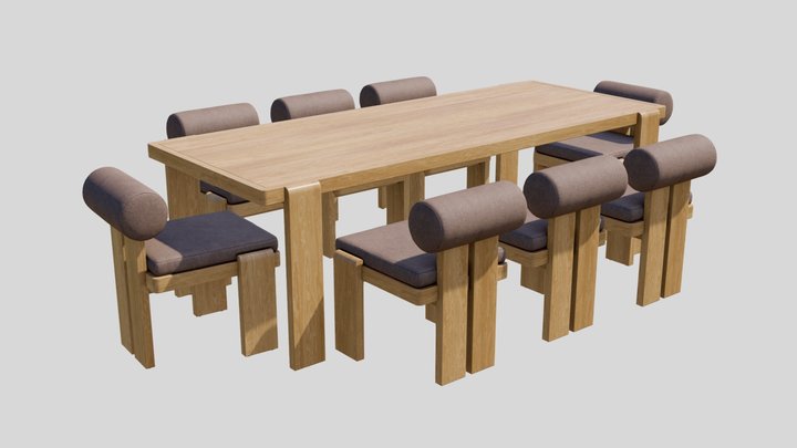 Restoration Hardware Vigo Table and Chairs 3D Model