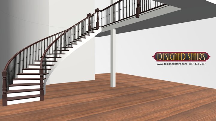 48358 double open end curved stair 3D Model