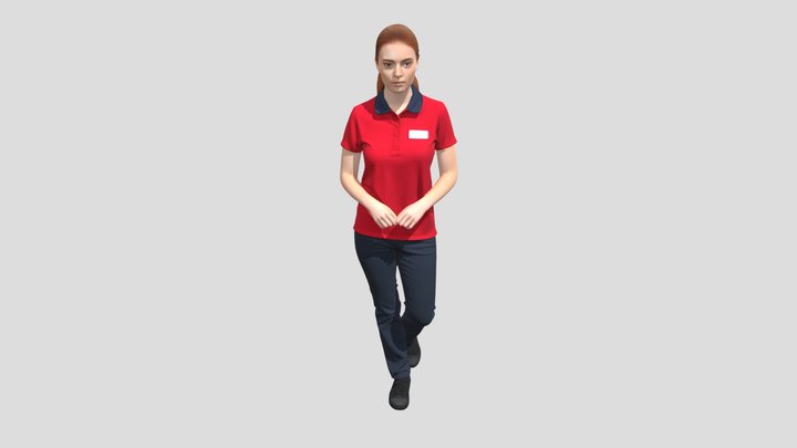 Store Staff Portrait in Red Polo Uniform – Kostenloses 3D-Modell STL