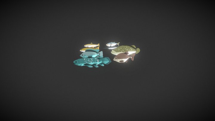 low poly fishs pack 3D Model