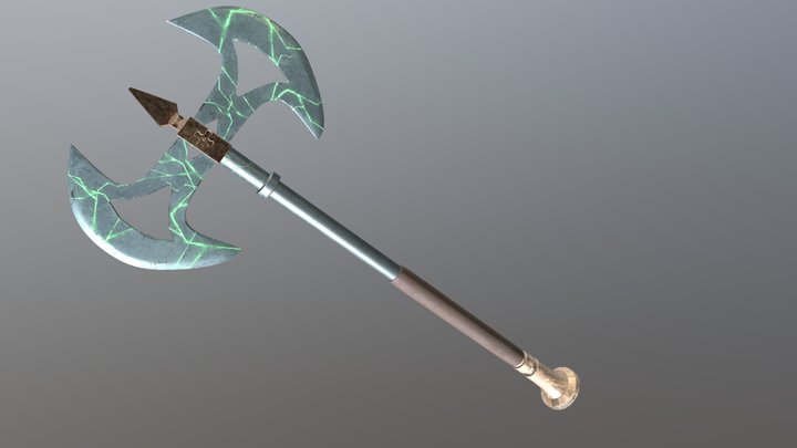 Fantasy Double-sided Great axe 3D Model