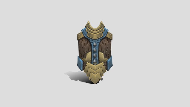 Hand-Painted Low Poly Shield 3D Model
