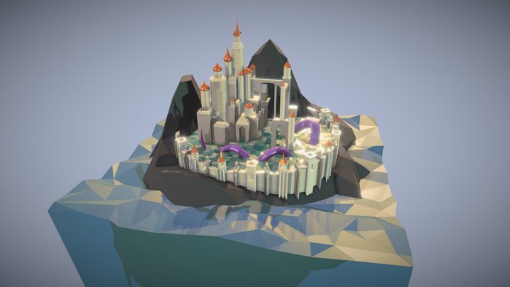 Low Poly Fantasy Island 3D Model