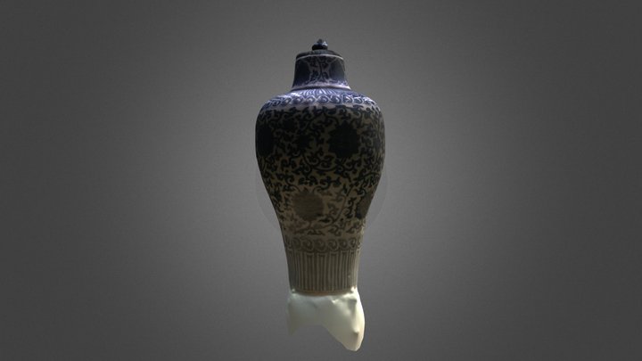 青花缠枝番莲纹梅瓶 3D Model