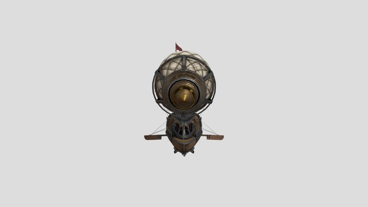 Steampunk Dirigible With Ship 3D Model