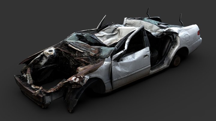 Crushed Car 3D Model