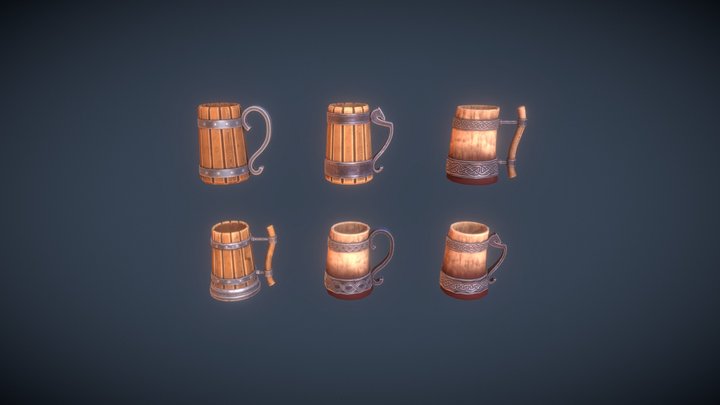 Low poly stylized Mugpack 3D Model
