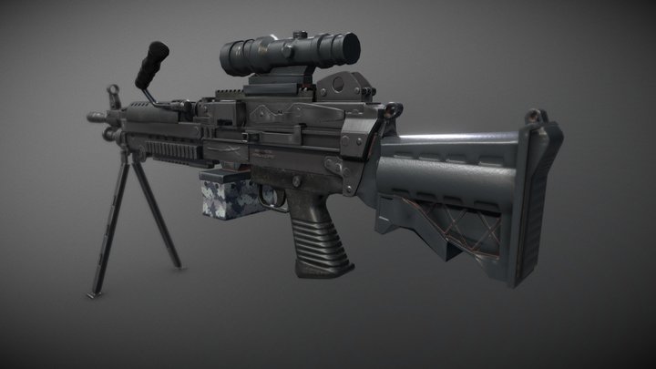 M249 Machine Gun 3D Model