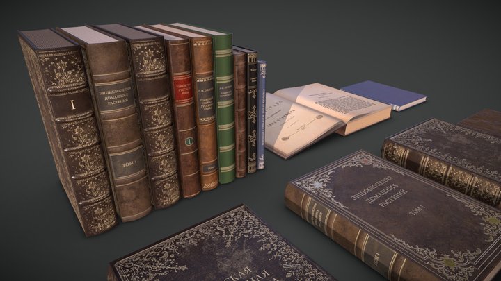 Old Books Collection 3D Model