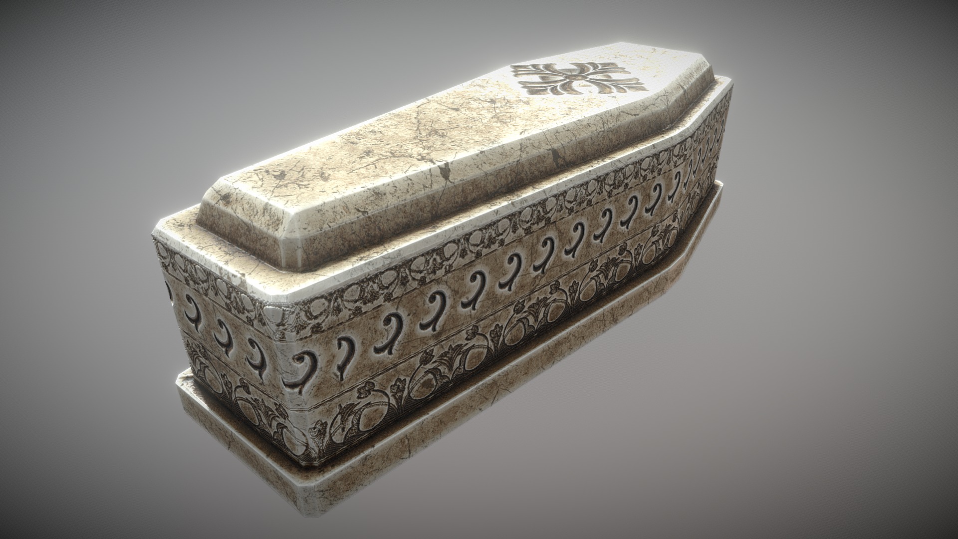 3D model Sarcophagus - This is a 3D model of the Sarcophagus. The 3D model is about a close-up of a stack of coins.