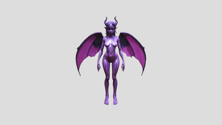 beautiful dark slime half-angel woman, naked, 3D Model