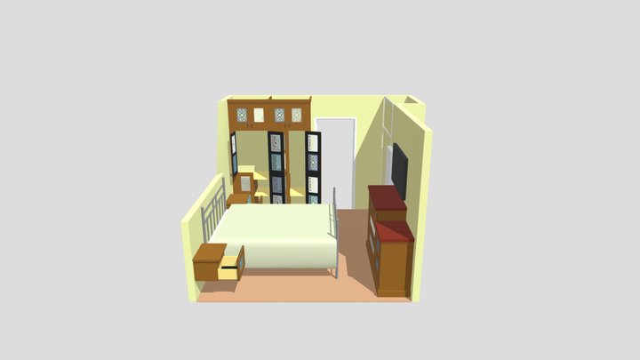 wardrobes and stepdown cupboard - closed 3D Model