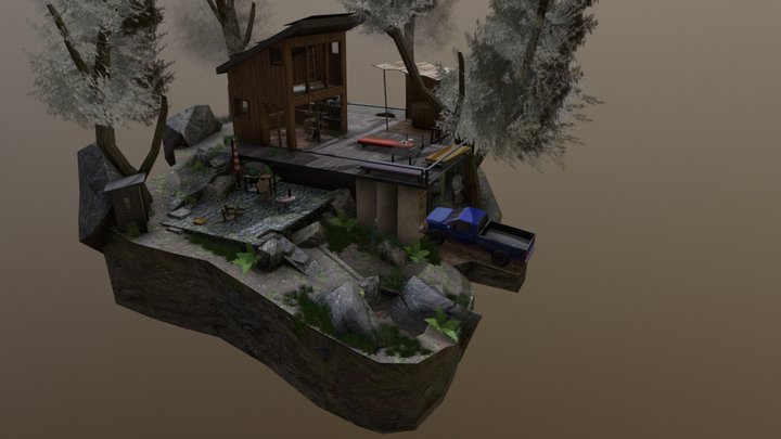 Horror Writer's overgrown Eco Tiny-house 3D Model