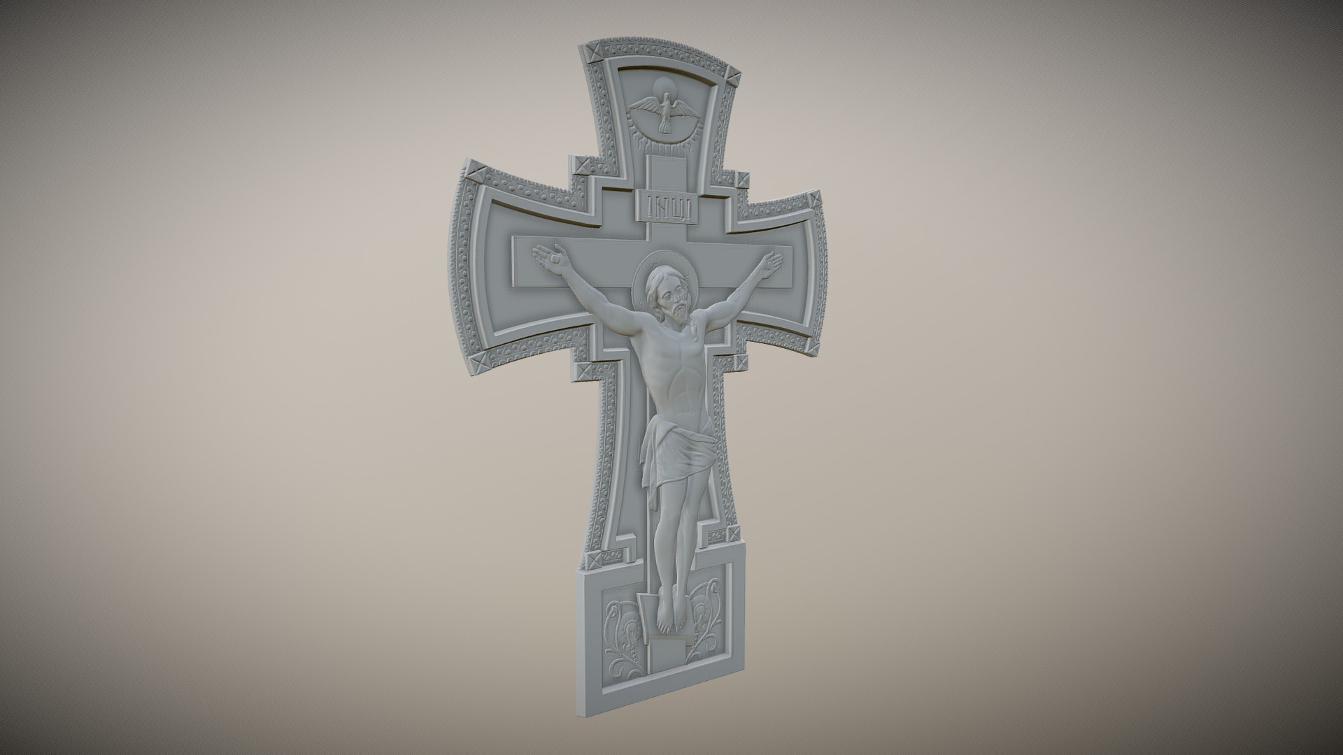 3D model Crucifixion - This is a 3D model of the Crucifixion. The 3D model is about a cross on a wall.