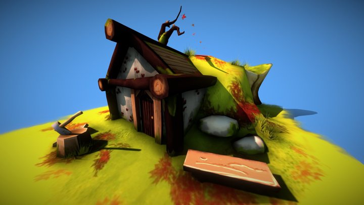 Alpine Cabin (handpainted) 3D Model