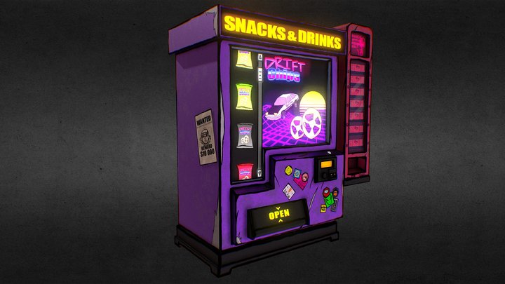 Stylized Cyberpunk Vending Machine 3D Model