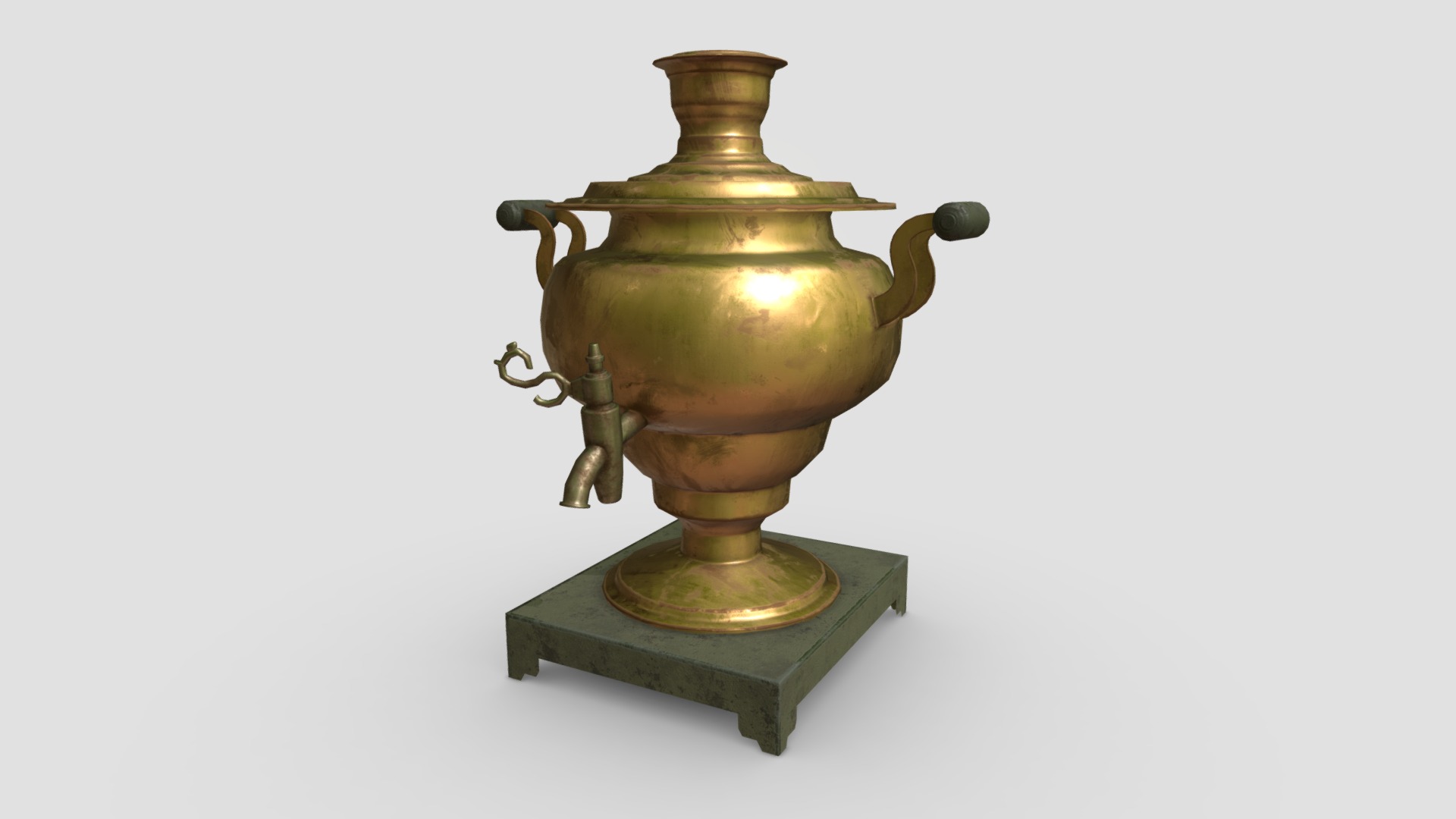 3D model Beverage Dispenser - This is a 3D model of the Beverage Dispenser. The 3D model is about a large gold and bronze vase.