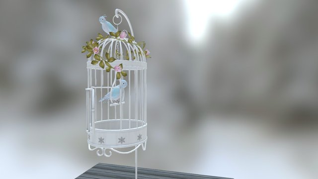 Bird Cage and Birds 3D Model