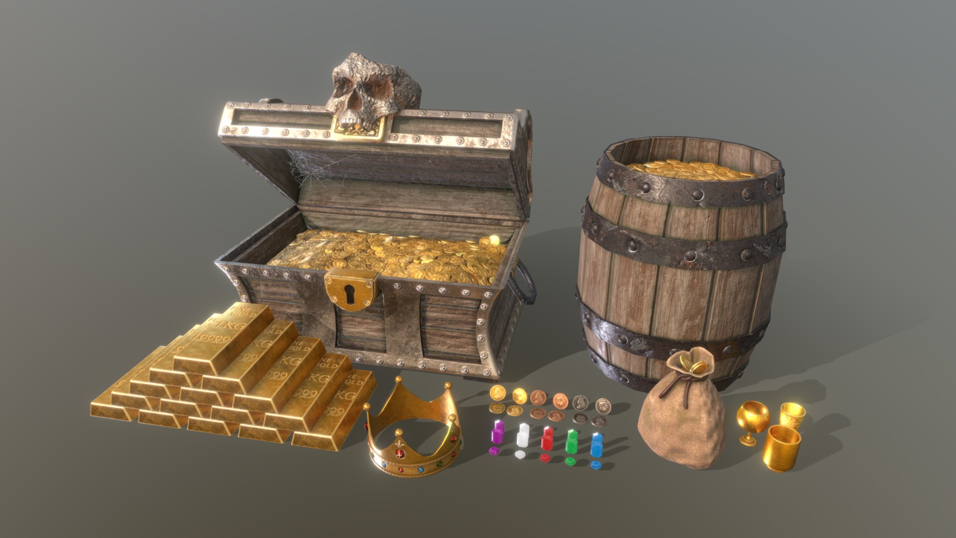 3D model HIE Treasure Pack D180518 - This is a 3D model of the HIE Treasure Pack D180518. The 3D model is about a game board with a wooden block and a wooden block.