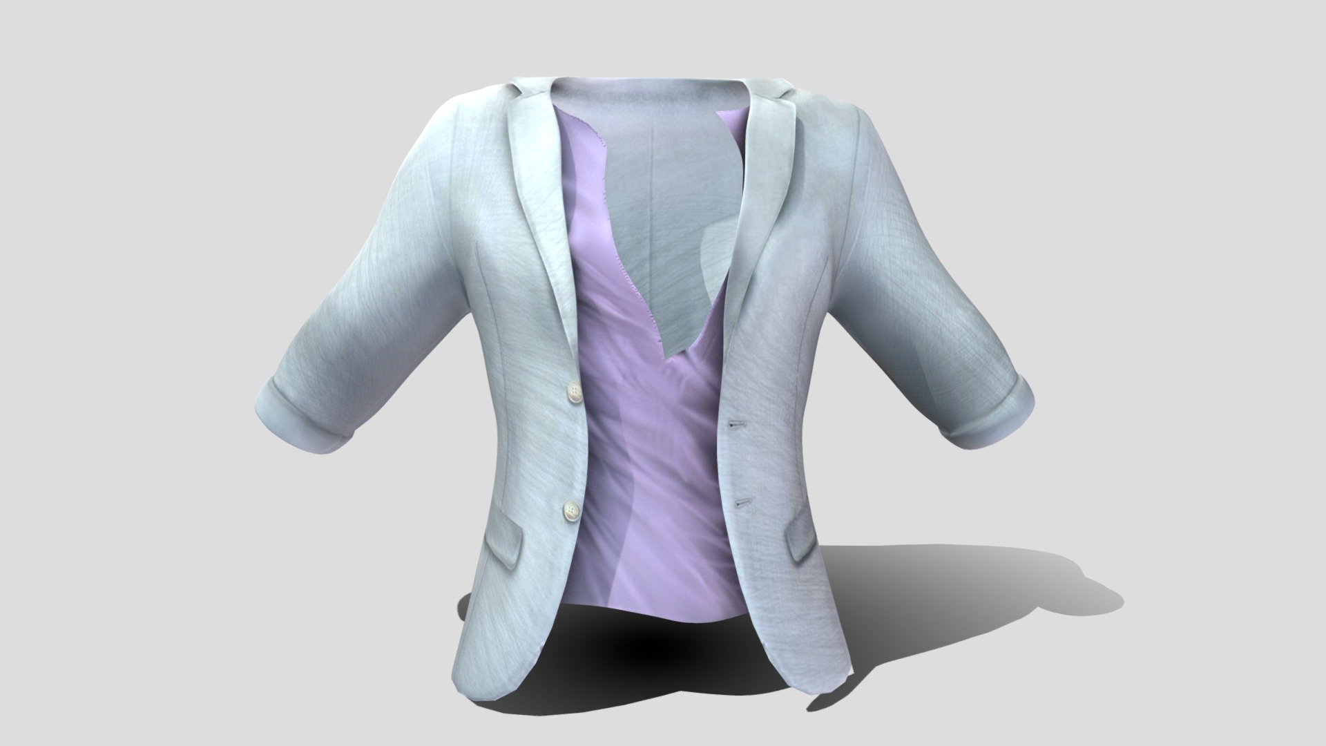 Men's Rolled Sleeves Casual Jacket Tshirt — Sketchfab embed 3D viewer