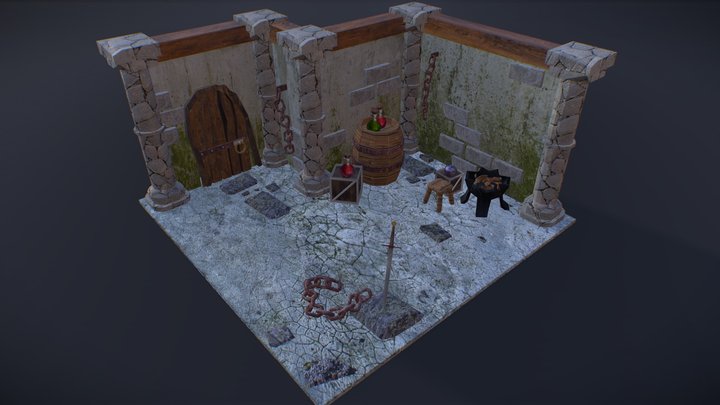 Low Poly Dungeon 3D Model