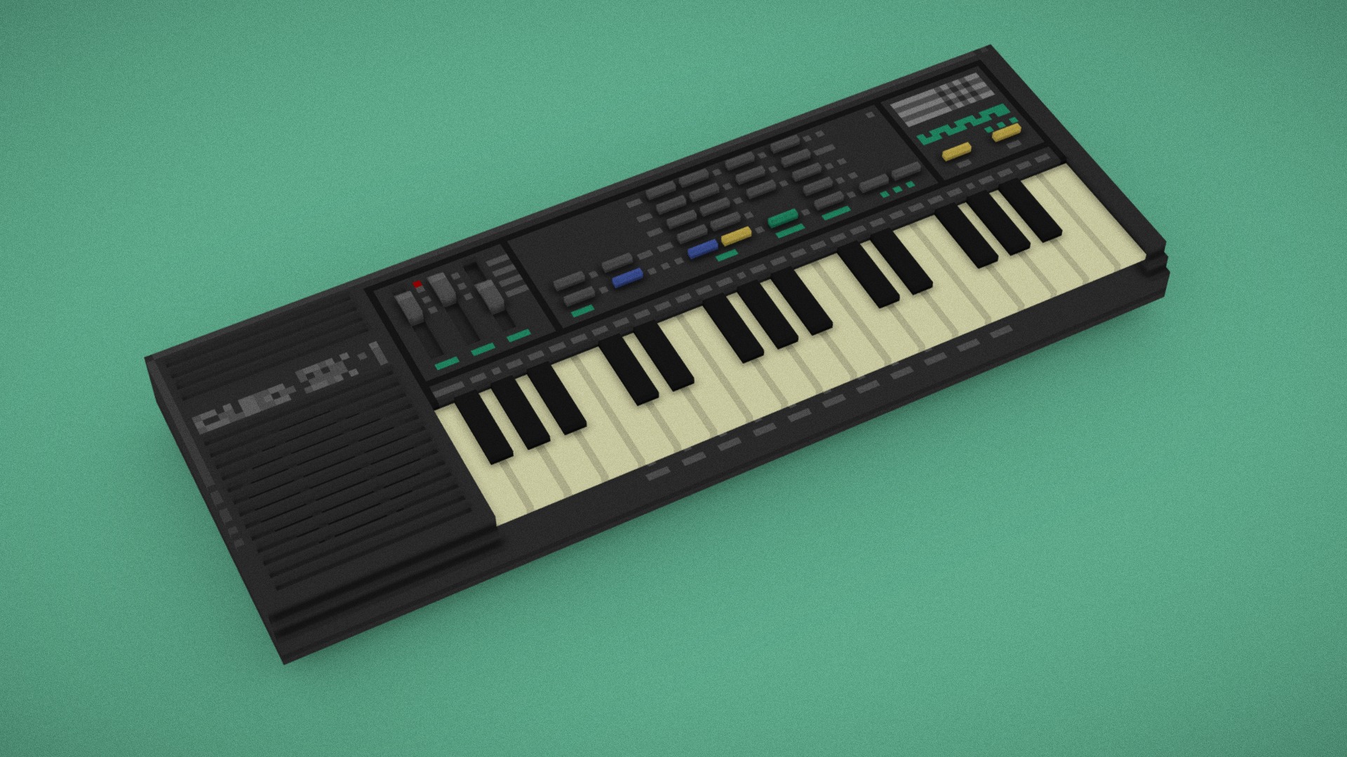 3D model Voxel Art Casio SK-1 Sampling Keyboard - This is a 3D model of the Voxel Art Casio SK-1 Sampling Keyboard. The 3D model is about a black keyboard with a small square.