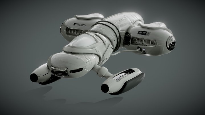 Duster 46 - Sci-Fi Hovercraft 3D Model