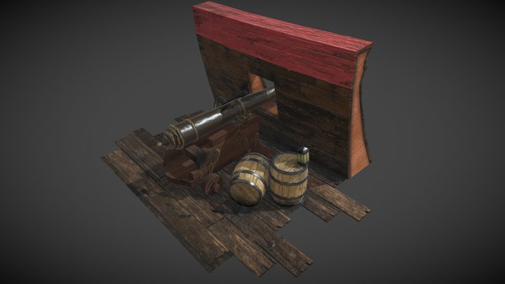 Cannon and Environment 3D Model