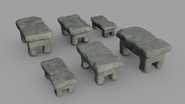 Stone Altar Pack (Low & High Poly) 3D Model