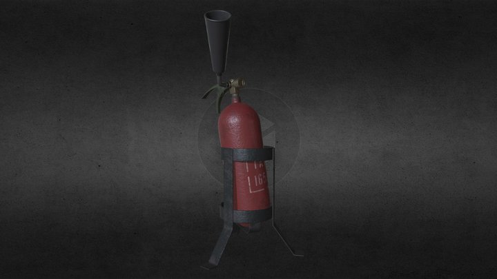 Old carbon dioxide fire extinguisher. 3D Model