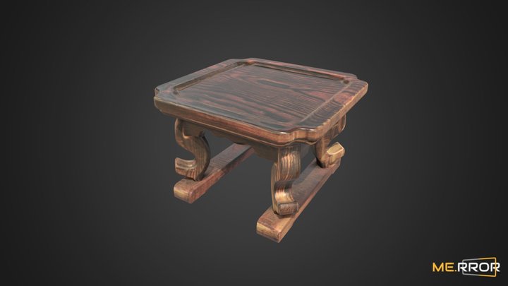 [Game-Ready] Traditional Wooden Mini Table 3D Model
