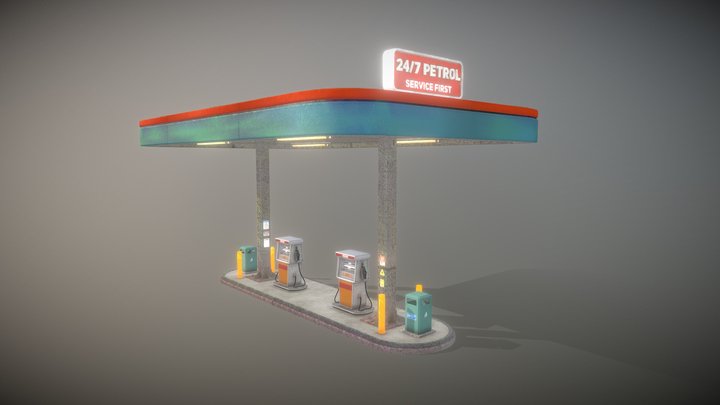 Gas Station Pack | Modular Petrol Station – Free 3D Model STL