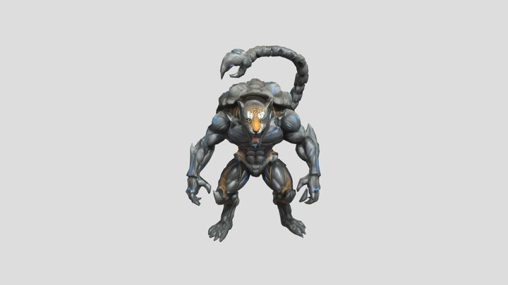 Cybernetic Tiger Warrior 3D Model