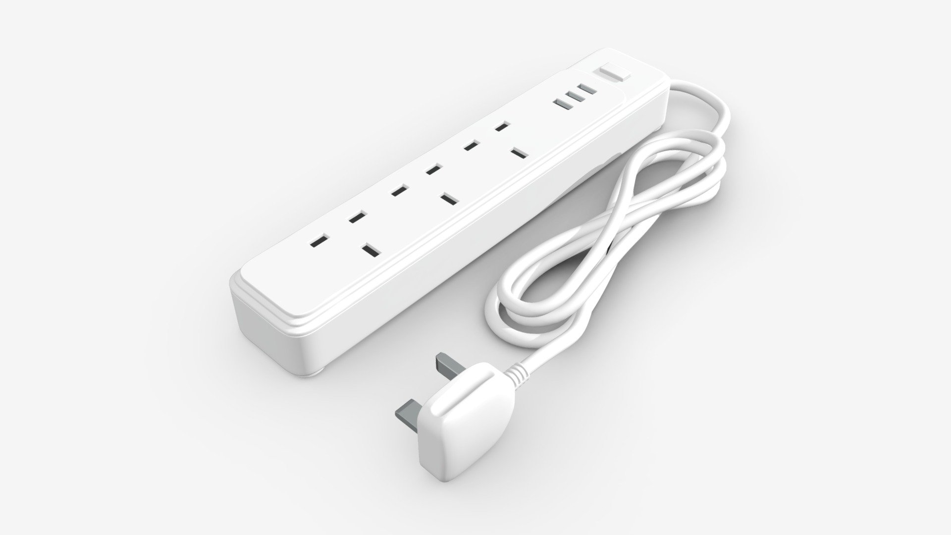 Power strip UK with USB ports Buy Royalty Free 3D model by HQ3DMOD