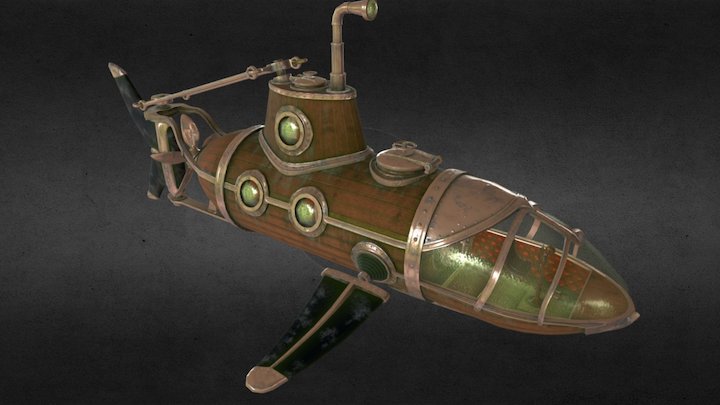 Old Submarine Shark 3D Model