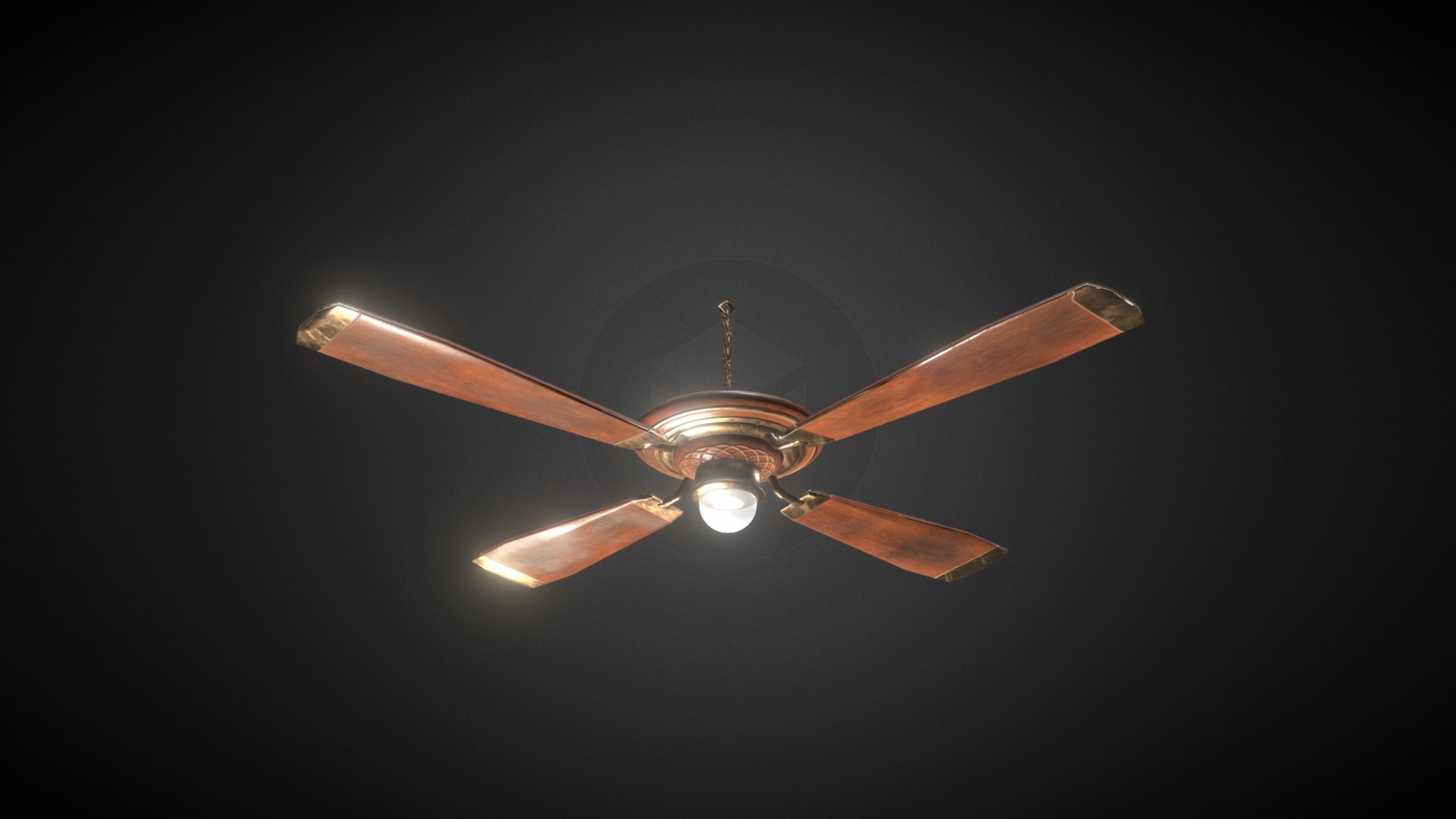 3D model Ceiling fan - This is a 3D model of the Ceiling fan. The 3D model is about a ceiling fan with a light on top.