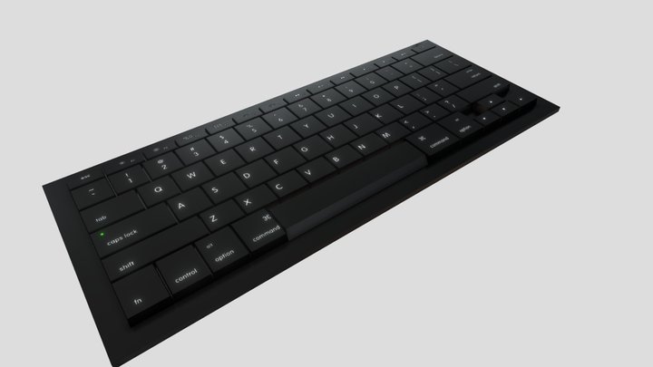 Black Office Keyboard. 3D Model