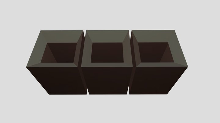 Low Poly Waste Bins Trio