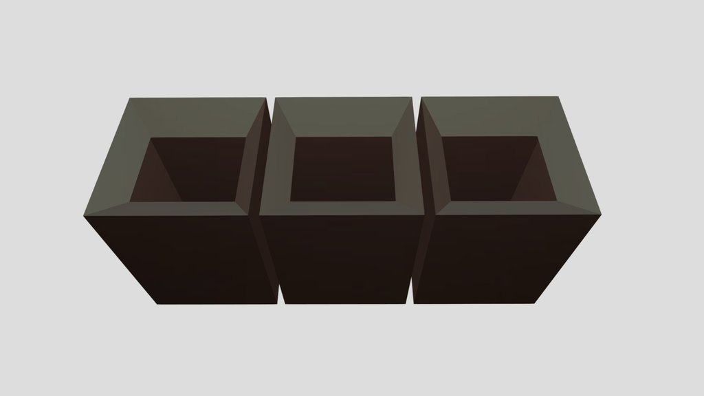 Low Poly Waste Bins Trio