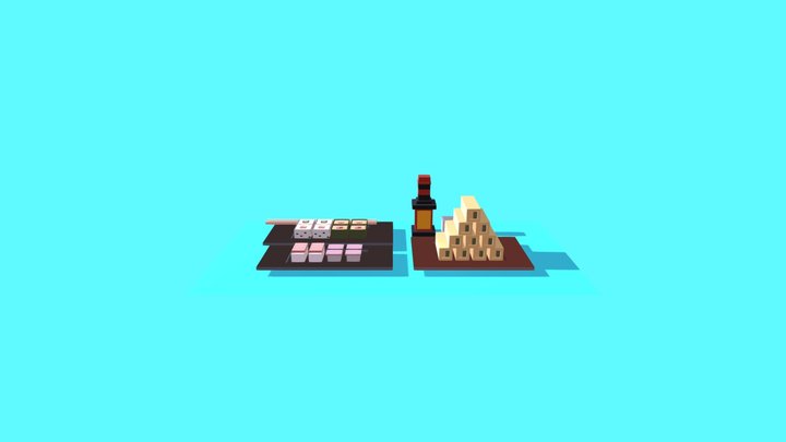 Japanese Food Bar in Low Poly 3D Model
