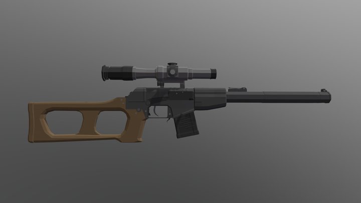 Low poly VSS Vintorez 3D Model