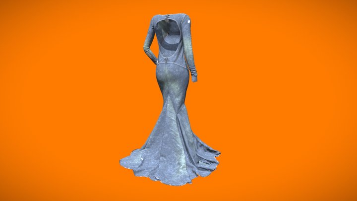 Maxi long denim dress 3D Model