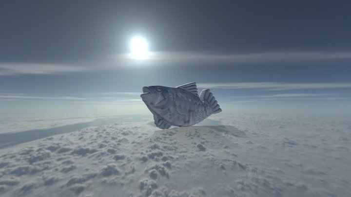 Lodowa Gdyńska Rybka nad chmurami Antarktydy 3D Model