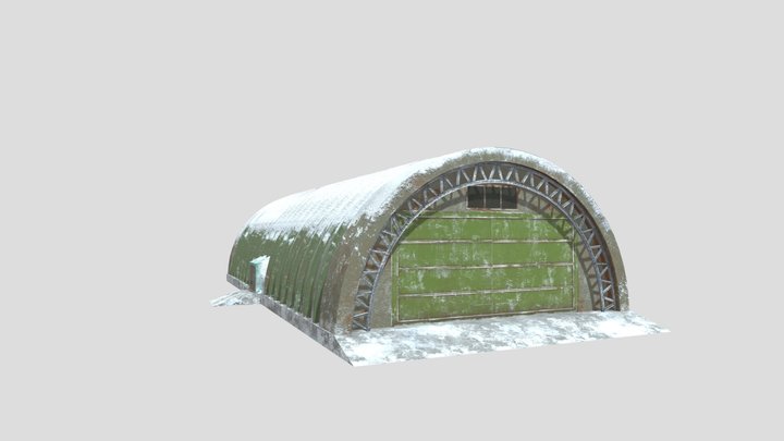 Hangar in snow environment 3D Model