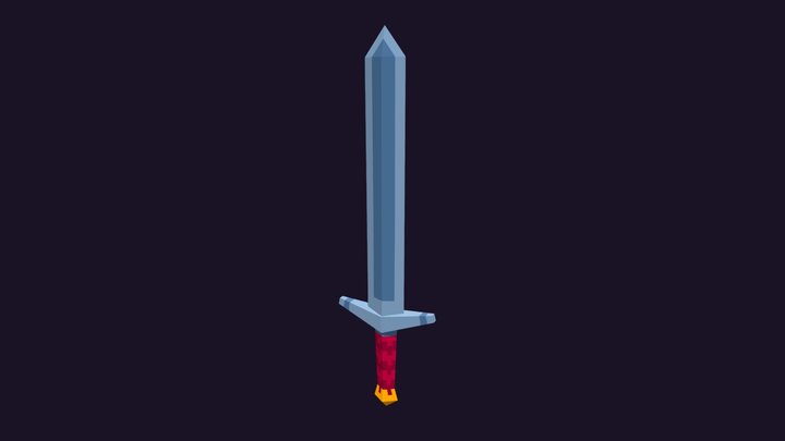 Stylized Pixel Sword 3D Model