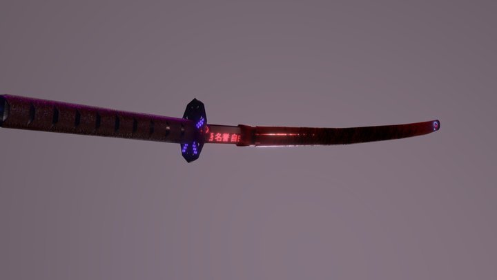 Semi sci-fi japanese katana 3D Model