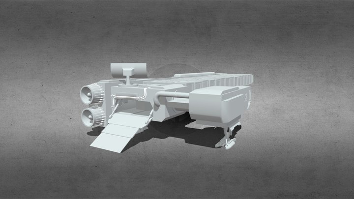 Sci-Fi Cargo Ship V.2 WIP 3D Model