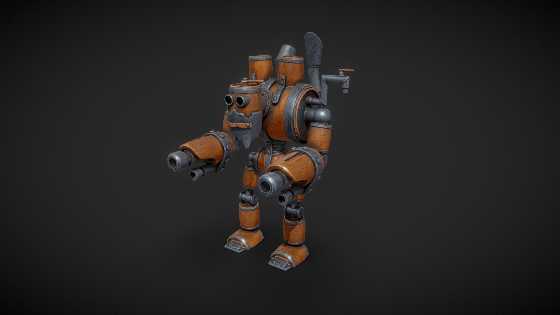 Barrel robot (steampunk) - Download Free 3D model by dj_ruska (@dj